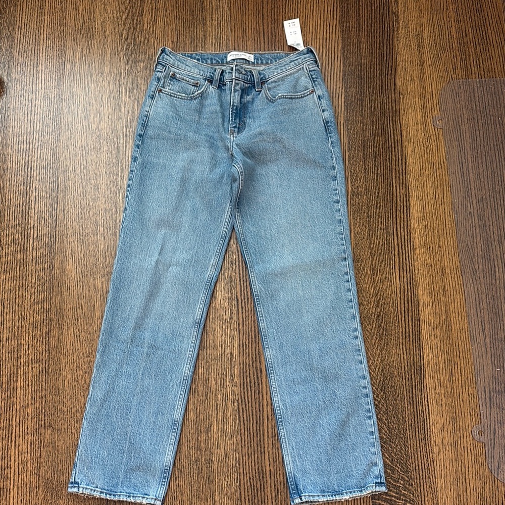 Abercrombie & Fitch Blue Mid Rise Straight Leg Jeans
